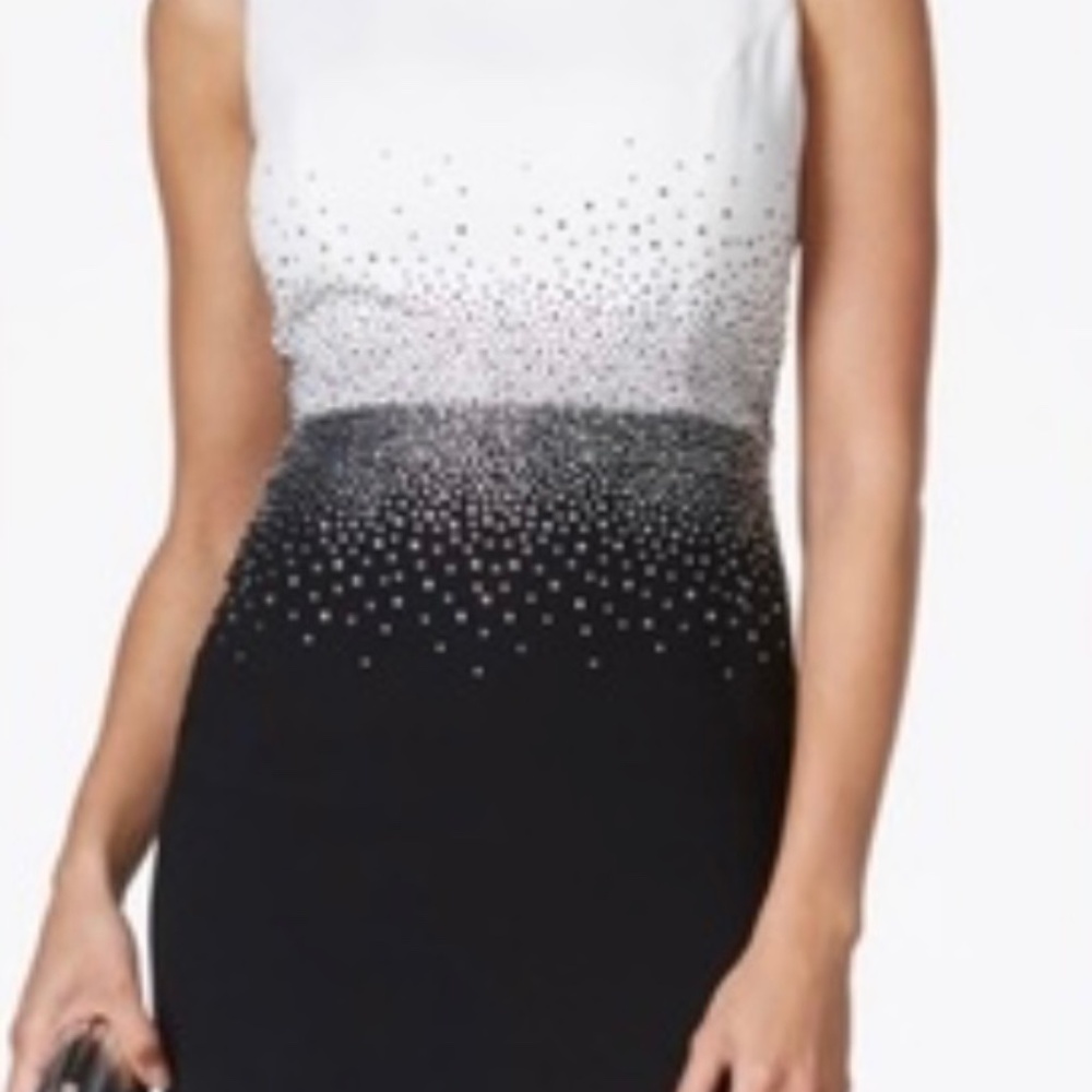 Calvin Klein sheath dress black white embellished NWT size 8